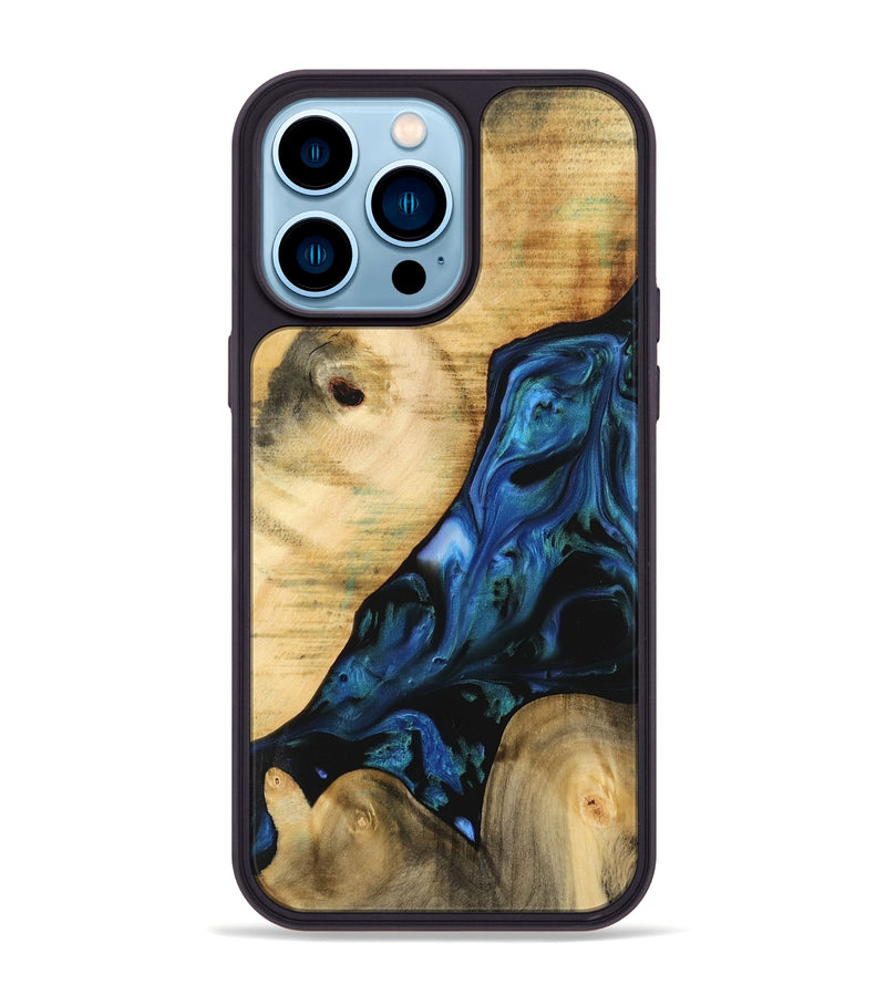 iPhone 14 Pro Max Wood Phone Case - Missagh (Blue, 732462)