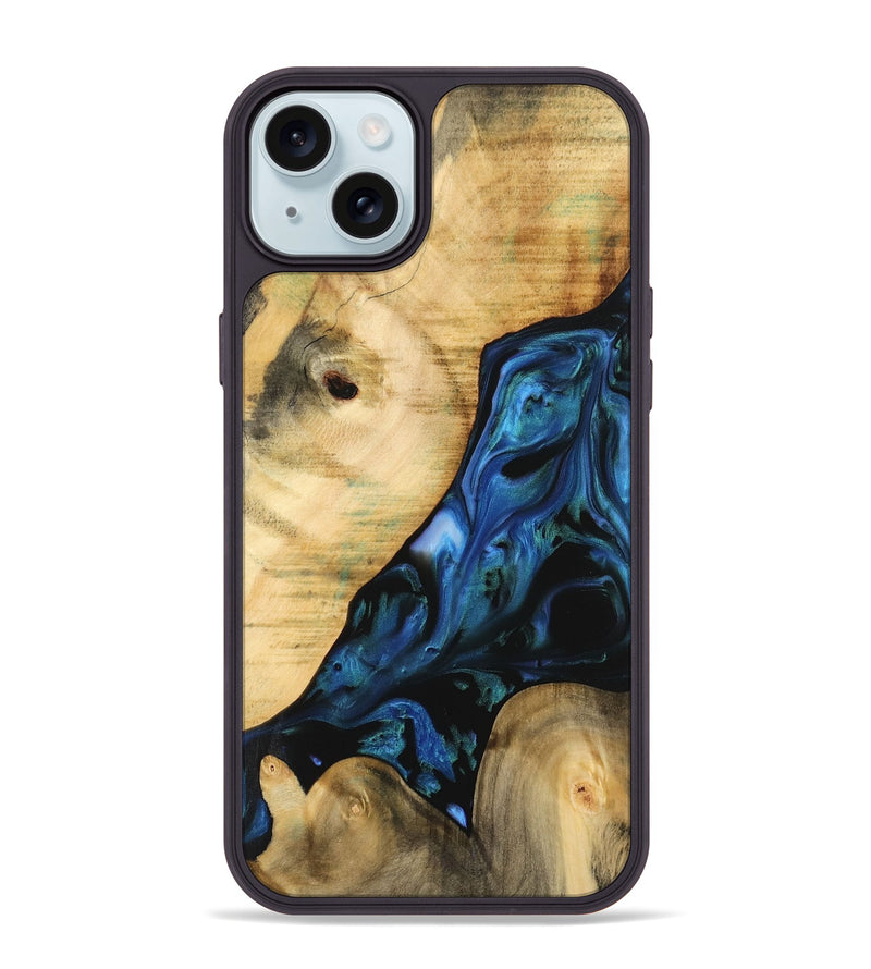 iPhone 15 Plus Wood Phone Case - Missagh (Blue, 732462)