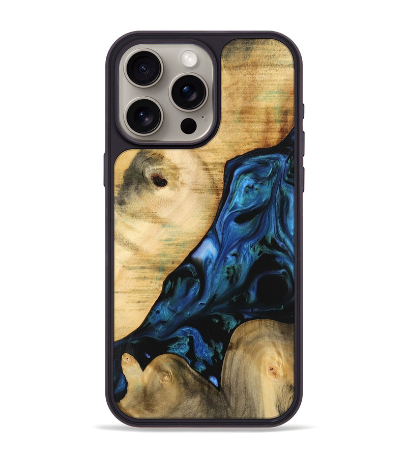 iPhone 15 Pro Max Wood Phone Case - Missagh (Blue, 732462)