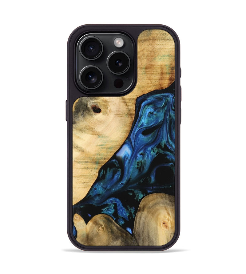 iPhone 15 Pro Wood Phone Case - Missagh (Blue, 732462)