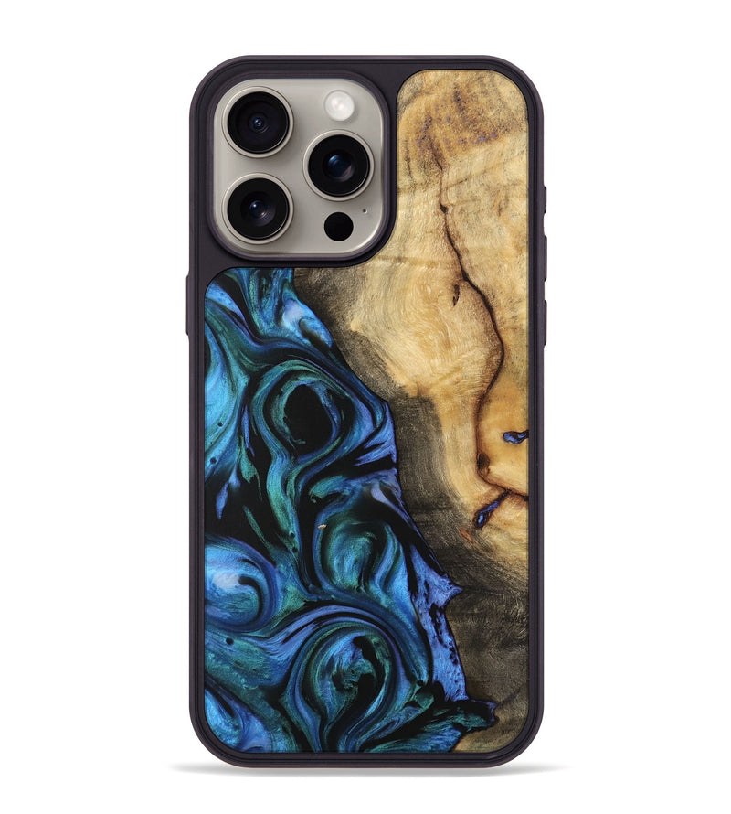 iPhone 15 Pro Max Wood Phone Case - Tiera (Blue, 732477)