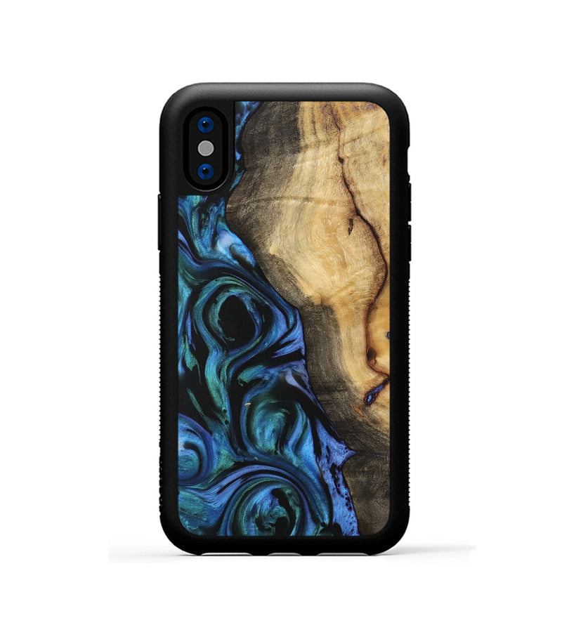 iPhone Xs Wood Phone Case - Tiera (Blue, 732477)