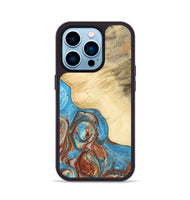 iPhone 14 Pro Wood Phone Case - Adron (Teal & Gold, 732483)