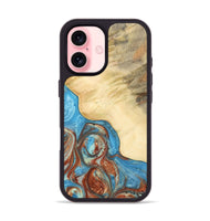 iPhone 16 Wood Phone Case - Adron (Teal & Gold, 732483)