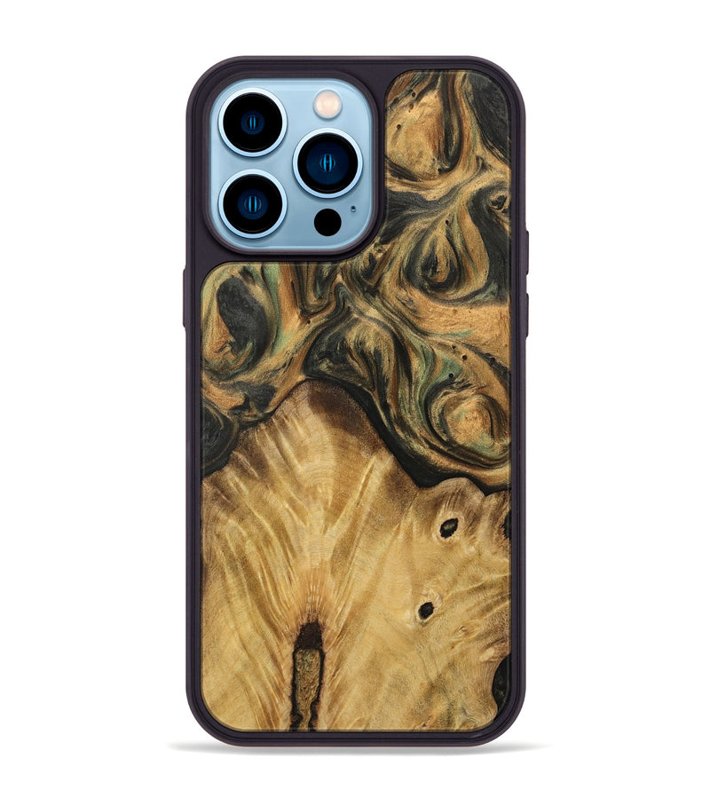 iPhone 14 Pro Max Wood Phone Case - Zheng (Green, 732513)