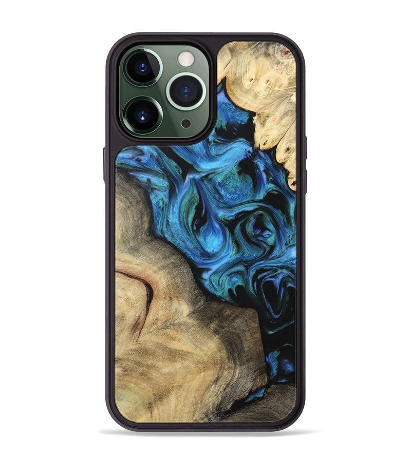 iPhone 13 Pro Max Wood Phone Case - Shafiq (Blue, 732515)