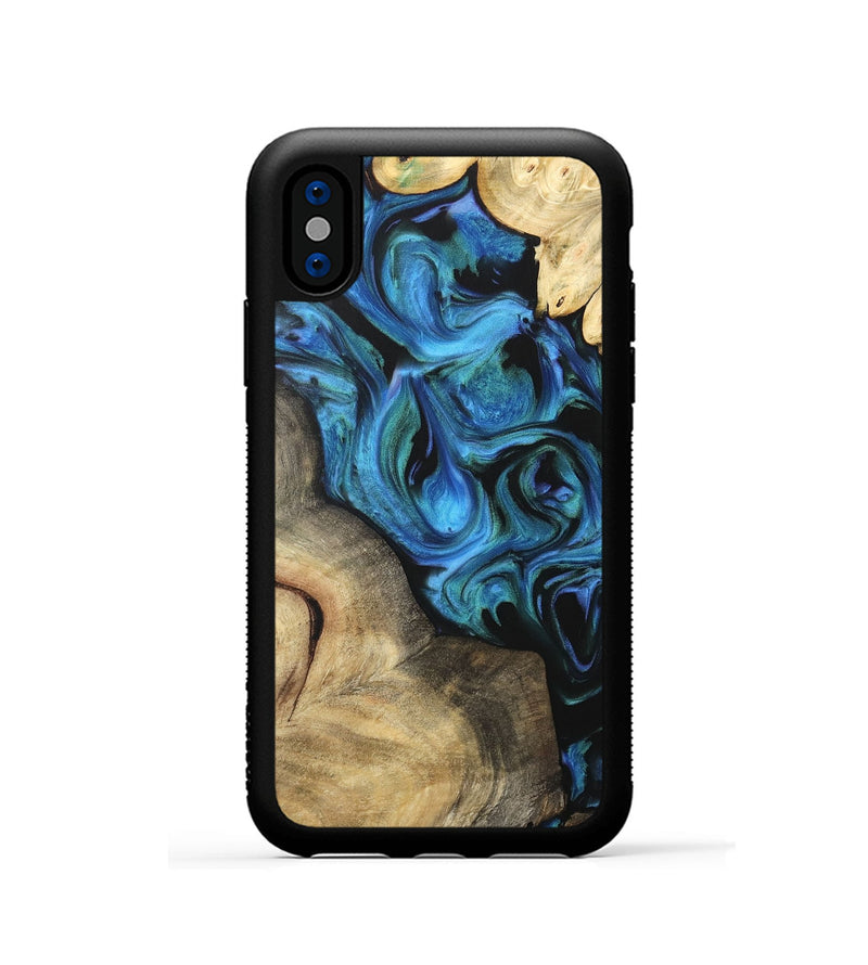 iPhone Xs Wood Phone Case - Shafiq (Blue, 732515)