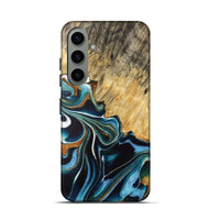 Galaxy S24 Wood Live Edge Phone Case - Anton (Teal & Gold, 732523)