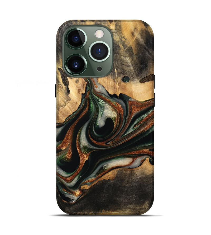 iPhone 13 Pro Wood Live Edge Phone Case - Zdenka (Green, 732528)