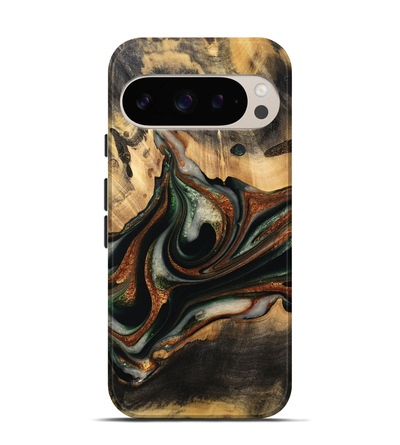 Pixel 9 Wood Live Edge Phone Case - Zdenka (Green, 732528)