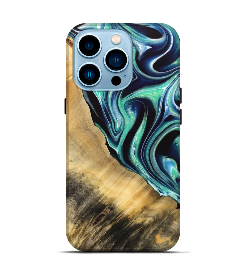 iPhone 14 Pro ResinArt Live Edge Phone Case - Lanette (Green, 732529)