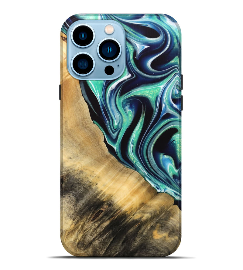 iPhone 14 Pro Max ResinArt Live Edge Phone Case - Lanette (Green, 732529)