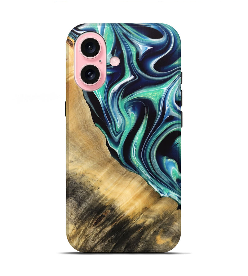 iPhone 16 ResinArt Live Edge Phone Case - Lanette (Green, 732529)