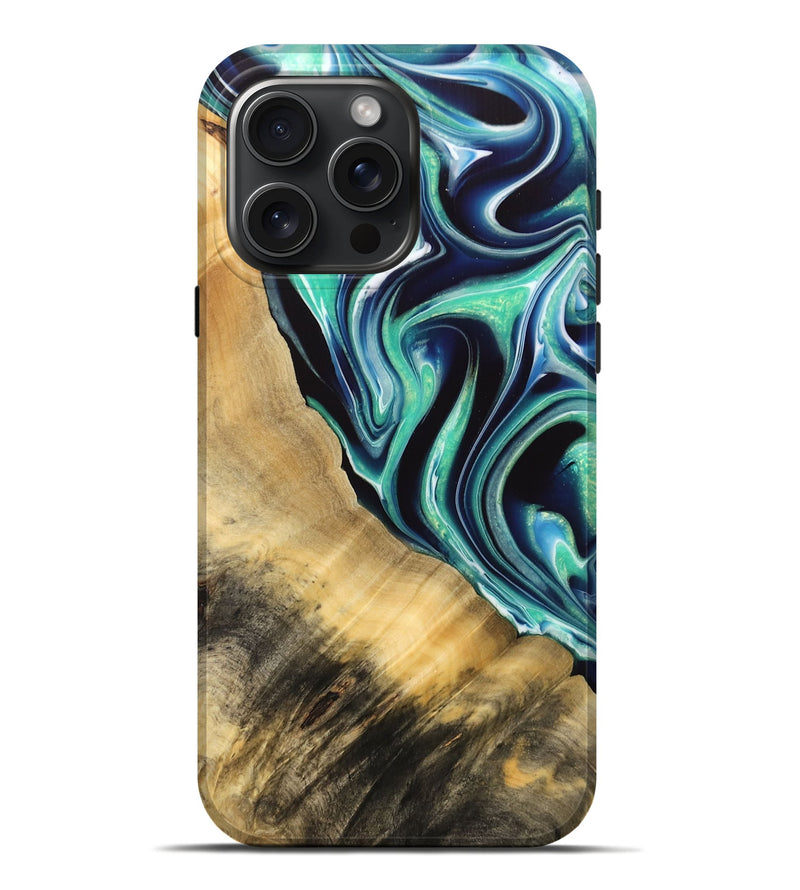 iPhone 16 Pro Max ResinArt Live Edge Phone Case - Lanette (Green, 732529)