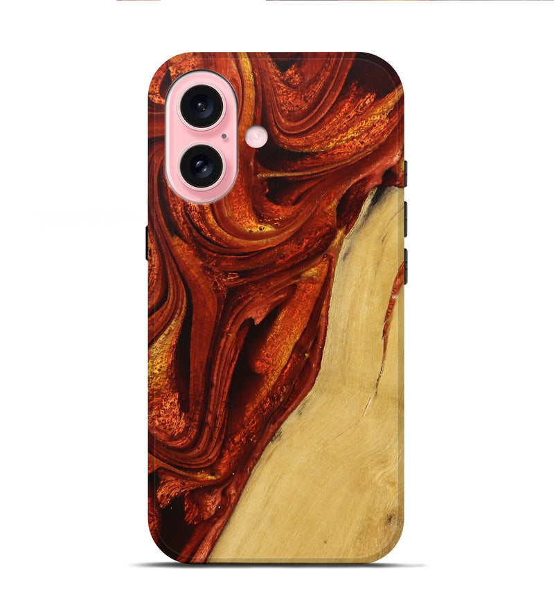 iPhone 16 Wood Live Edge Phone Case - Tyson (Red, 732530)