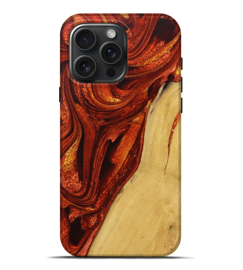 iPhone 16 Pro Max Wood Live Edge Phone Case - Tyson (Red, 732530)