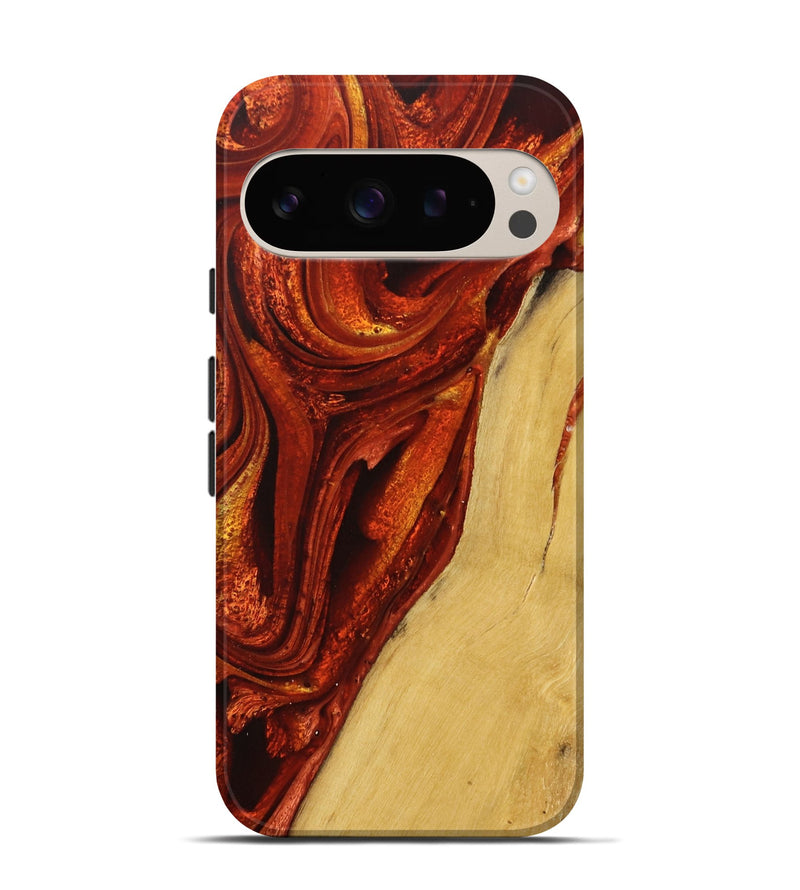 Pixel 9 Wood Live Edge Phone Case - Tyson (Red, 732530)