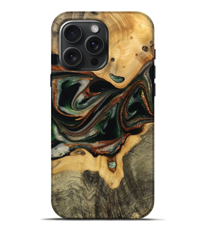 iPhone 16 Pro Max Wood Live Edge Phone Case - Wade (Green, 732531)