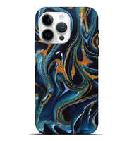 iPhone 15 Pro Max ResinArt Live Edge Phone Case - Chloris (Teal & Gold, 732535)