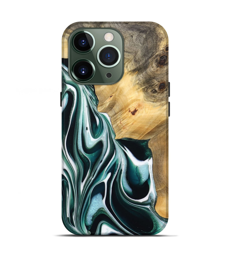 iPhone 13 Pro Wood Live Edge Phone Case - Idell (Green, 732541)