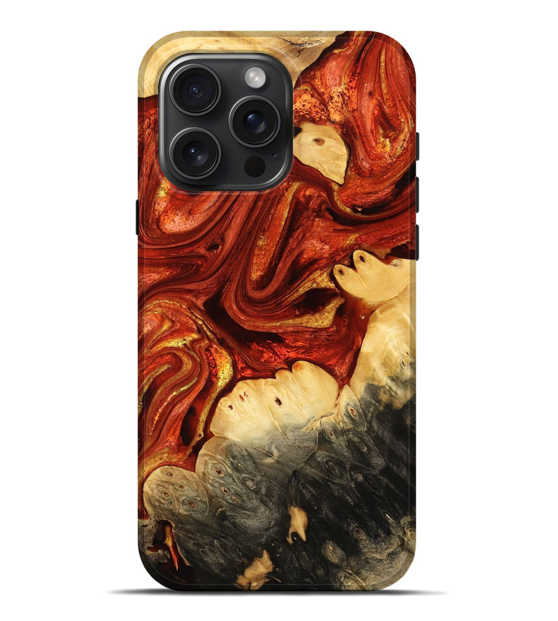 iPhone 16 Pro Max Wood Live Edge Phone Case - Cherye (Red, 732542)