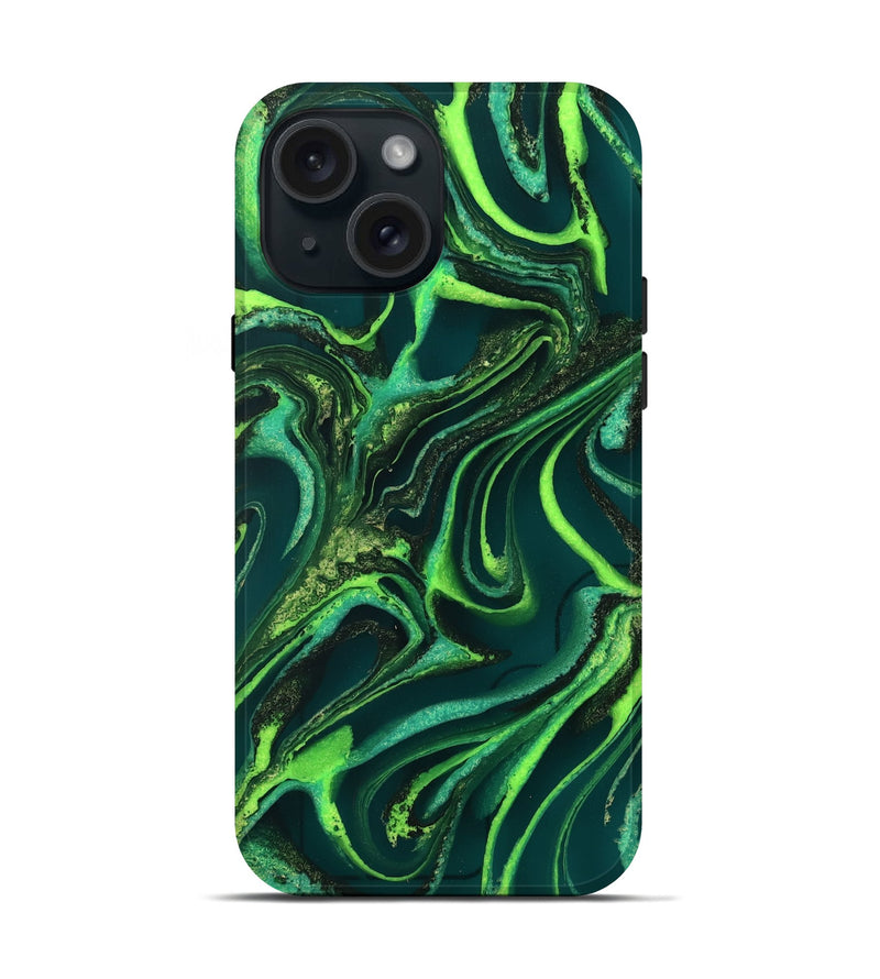 iPhone 15 ResinArt Live Edge Phone Case - Iver (Green, 732543)