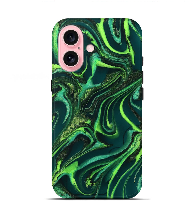 iPhone 16 ResinArt Live Edge Phone Case - Iver (Green, 732543)