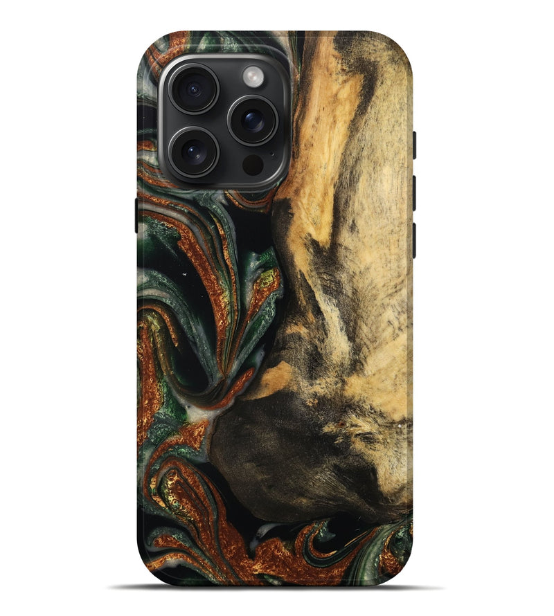 iPhone 16 Pro Max Wood Live Edge Phone Case - Luci (Green, 732547)