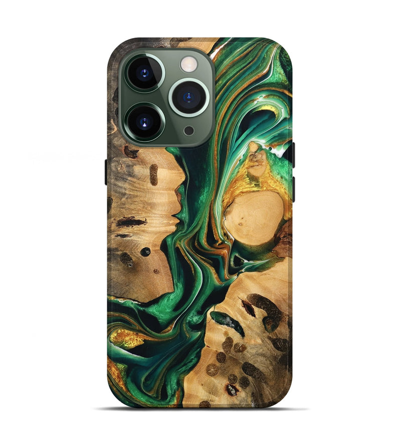 iPhone 13 Pro Wood Live Edge Phone Case - Yulissa (Green, 732548)