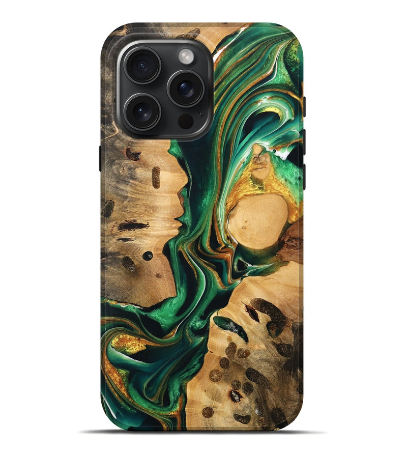 iPhone 16 Pro Max Wood Live Edge Phone Case - Yulissa (Green, 732548)