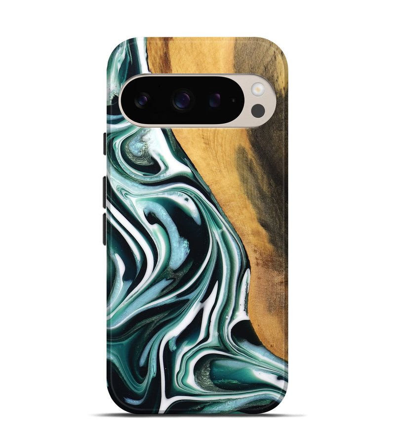 Pixel 9 Wood Live Edge Phone Case - Thierry (Green, 732550)