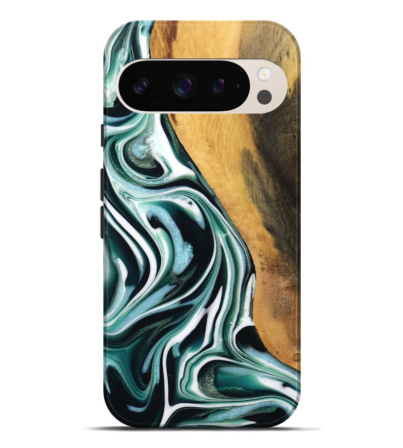 Pixel 9 Pro XL Wood Live Edge Phone Case - Thierry (Green, 732550)