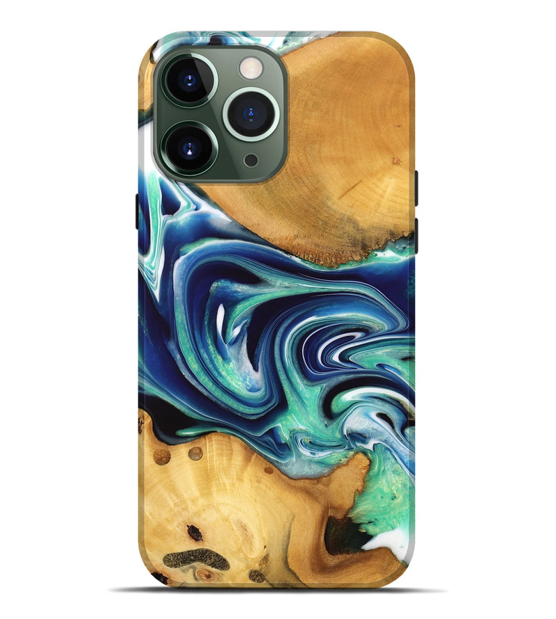 iPhone 13 Pro Max Wood Live Edge Phone Case - Jaman (Blue, 732551)