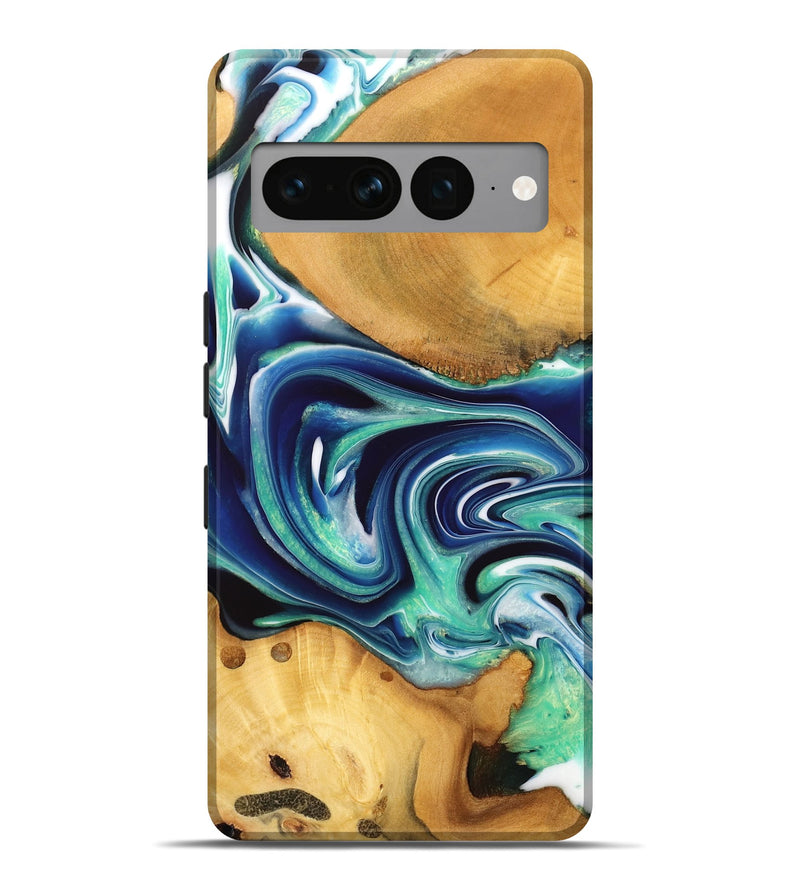 Pixel 7 Pro Wood Live Edge Phone Case - Jaman (Blue, 732551)