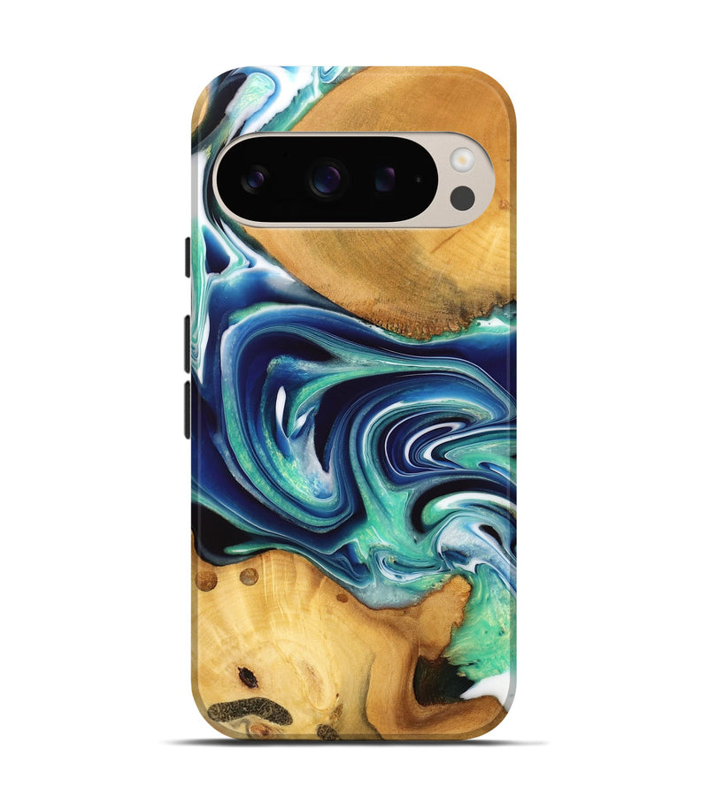 Pixel 9 Wood Live Edge Phone Case - Jaman (Blue, 732551)