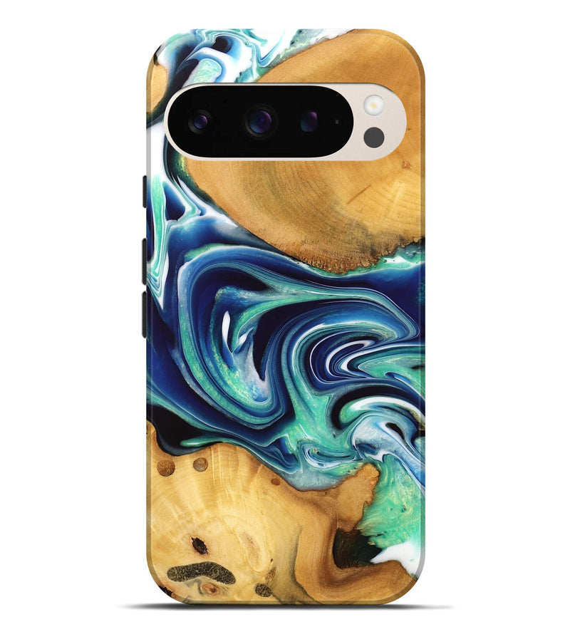 Pixel 9 Pro XL Wood Live Edge Phone Case - Jaman (Blue, 732551)