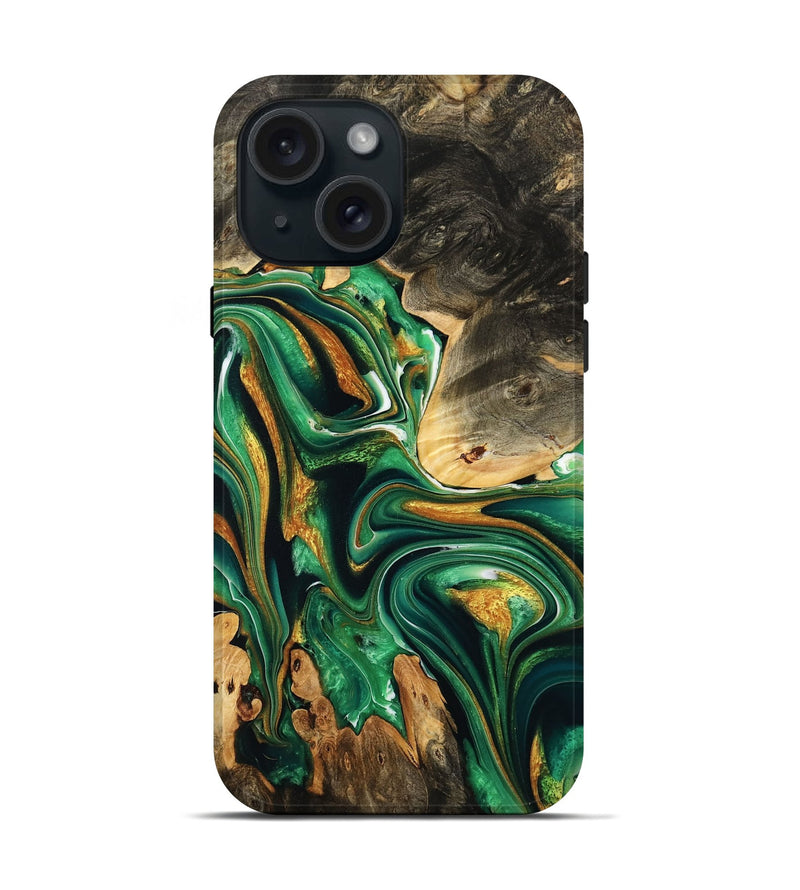 iPhone 15 Wood Live Edge Phone Case - Roland (Green, 732552)