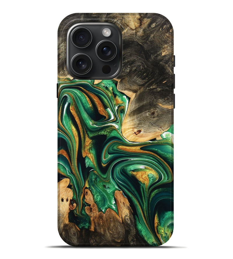 iPhone 16 Pro Max Wood Live Edge Phone Case - Roland (Green, 732552)