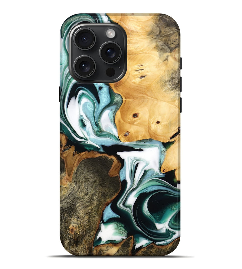 iPhone 16 Pro Max Wood Live Edge Phone Case - Ilysa (Green, 732553)