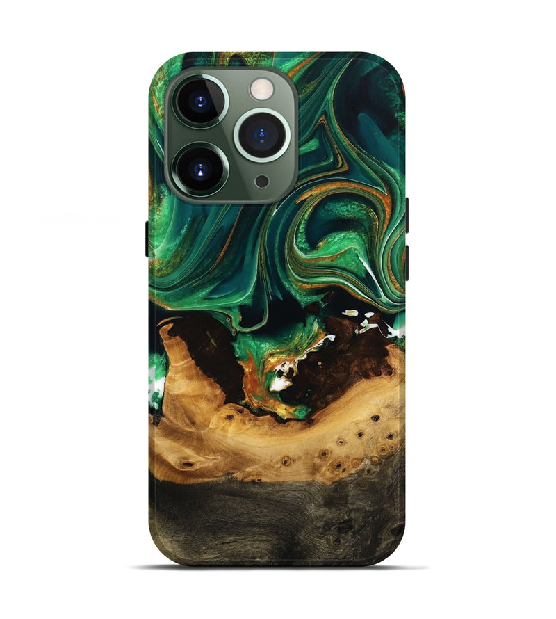 iPhone 13 Pro Wood Live Edge Phone Case - Heddi (Green, 732555)