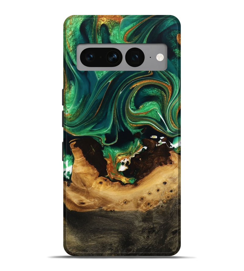 Pixel 7 Pro Wood Live Edge Phone Case - Heddi (Green, 732555)