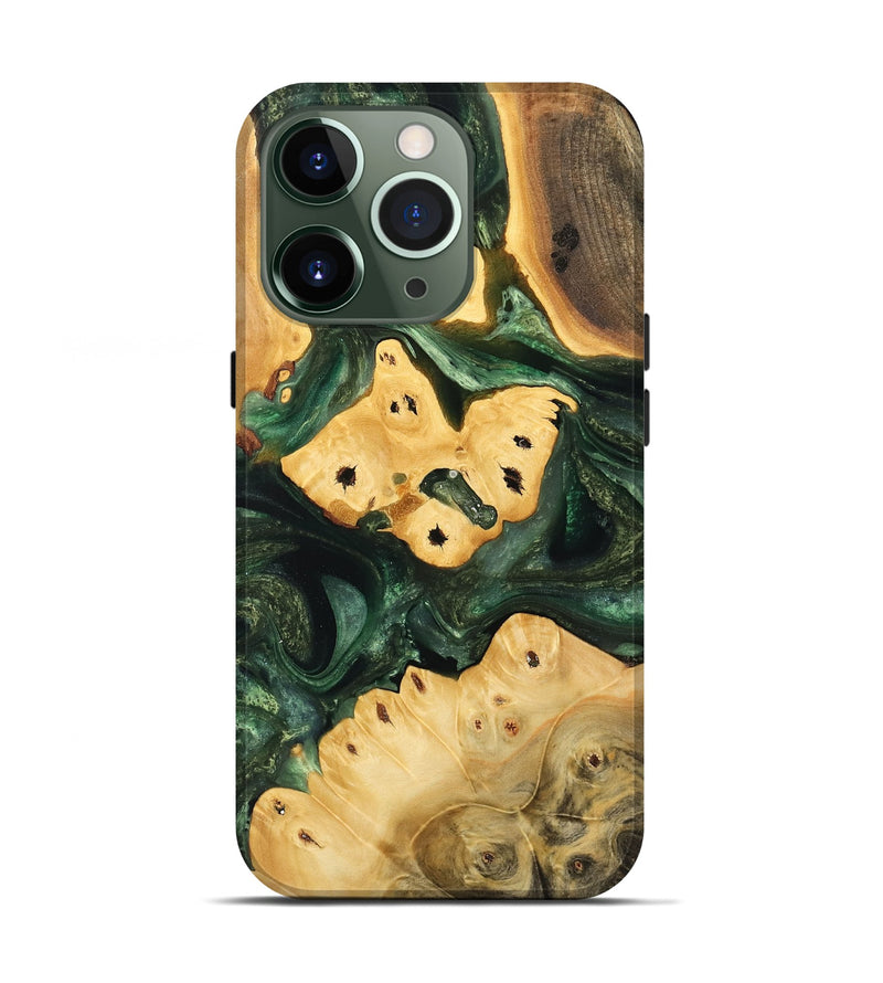 iPhone 13 Pro Wood Live Edge Phone Case - Mildrid (Green, 732559)