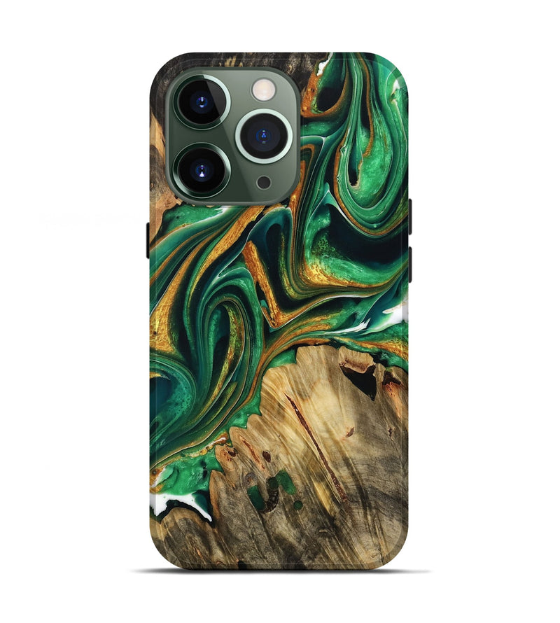 iPhone 13 Pro Wood Live Edge Phone Case - Malorie (Green, 732560)