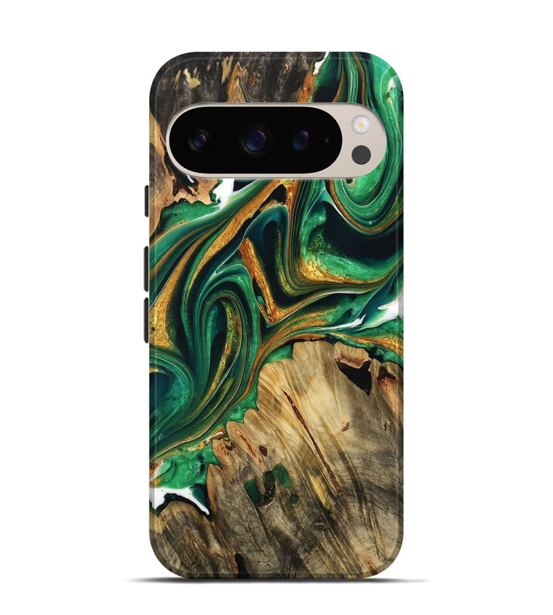 Pixel 9 Wood Live Edge Phone Case - Malorie (Green, 732560)