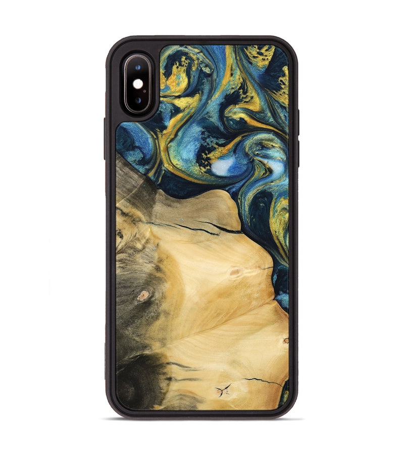 iPhone Xs Max Wood Phone Case - Trilby (Teal & Gold, 732572)