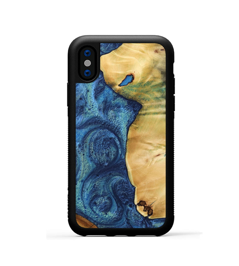 iPhone Xs Wood Phone Case - Blas (Blue, 732573)