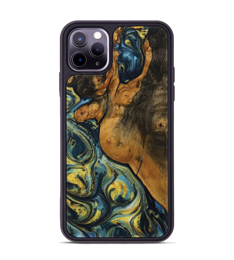 iPhone 11 Pro Max Wood Phone Case - Mistie (Teal & Gold, 732581)