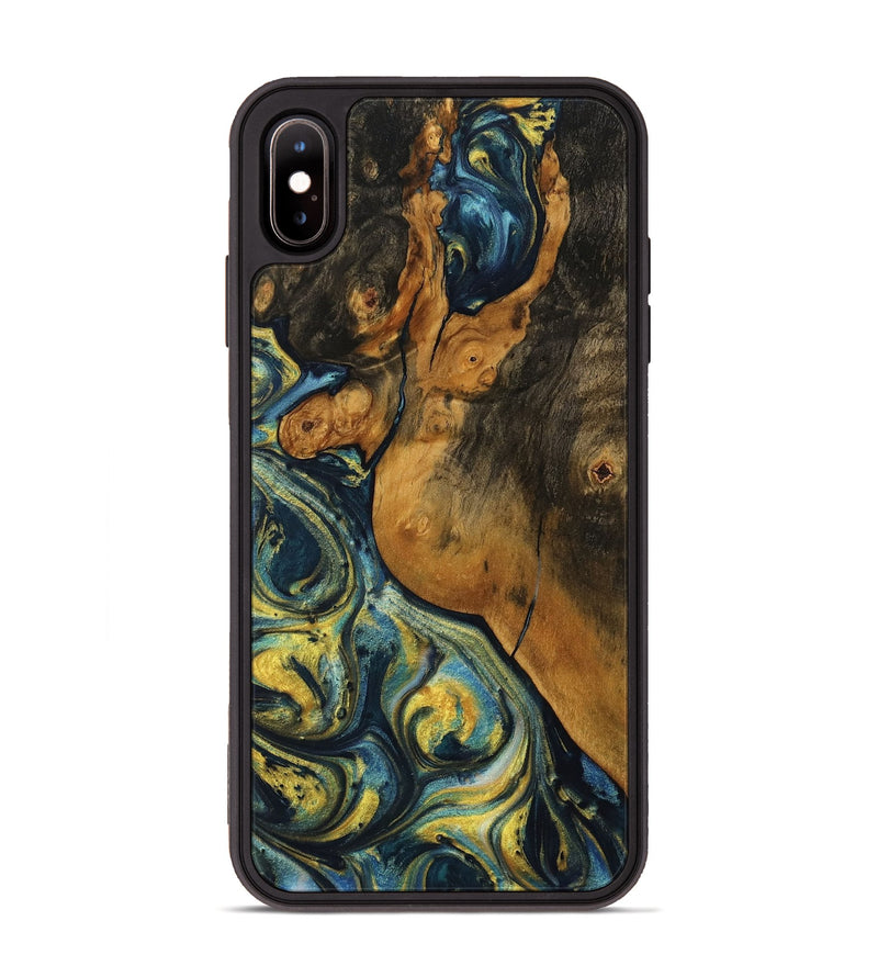 iPhone Xs Max Wood Phone Case - Mistie (Teal & Gold, 732581)