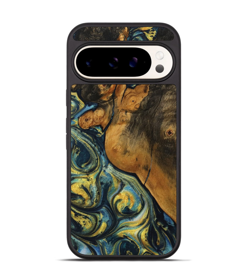 Pixel 9 Pro Wood Phone Case - Mistie (Teal & Gold, 732581)