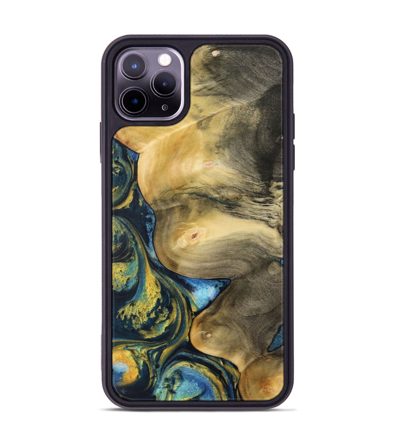 iPhone 11 Pro Max Wood Phone Case - Nguyen (Teal & Gold, 732585)